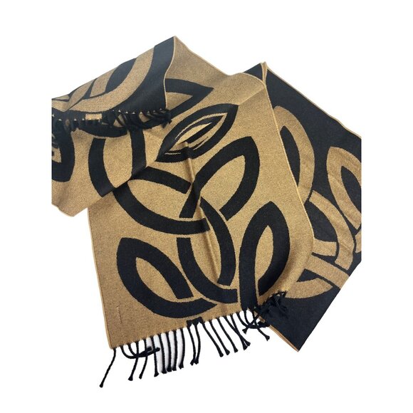 Peter James Pure Wool Scarf Womens OS Black Cooper Reversible - Picture 2 of 5